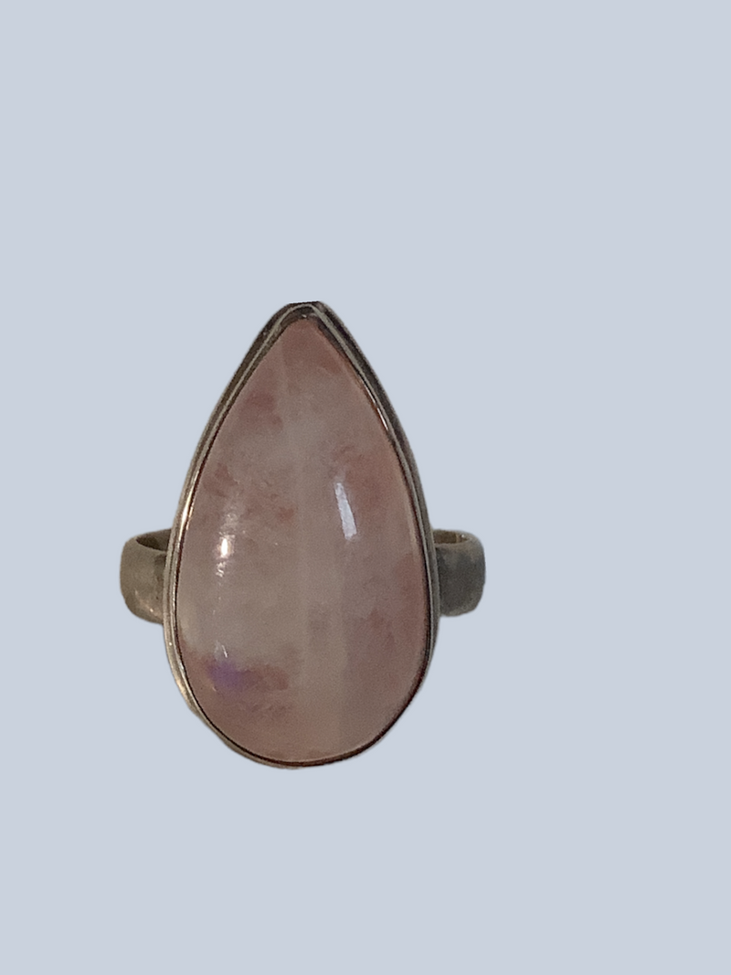 Pink Rainbow Moonstone Sterling Silver Rings (7-8.5)