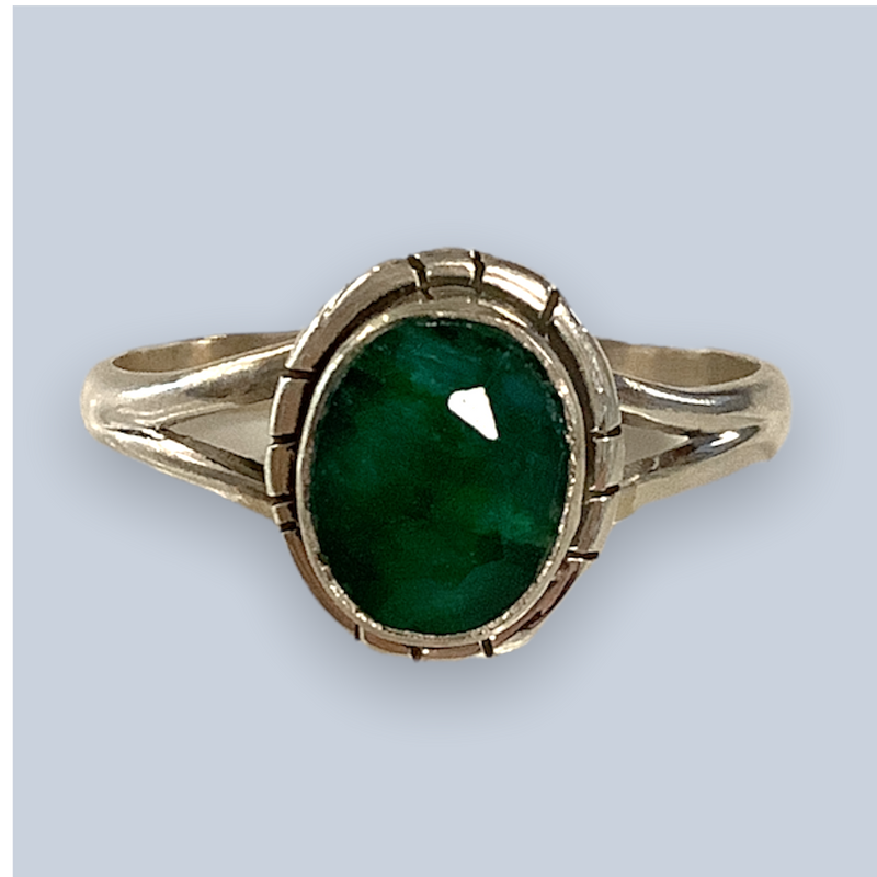Emerald Sterling Silver Rings 8-10