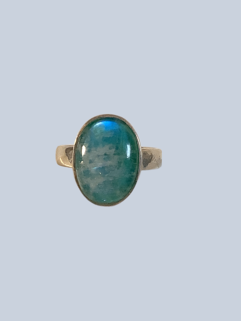 Green Moonstone Sterling Silver Rings