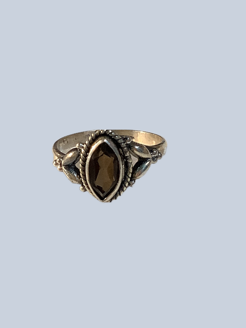 Smokey Quartz Sterling Silver Rings (Size 8)