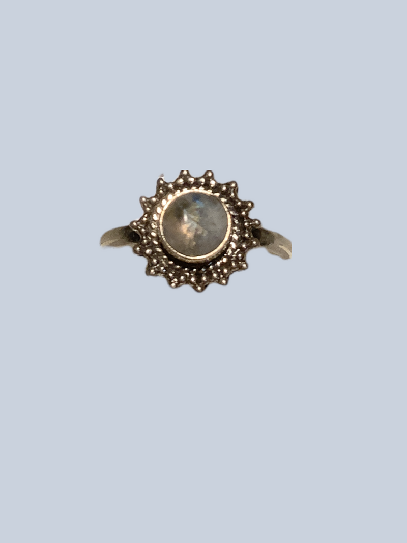 Rainbow Moonstone Sterling Silver Rings (Size 7-11)