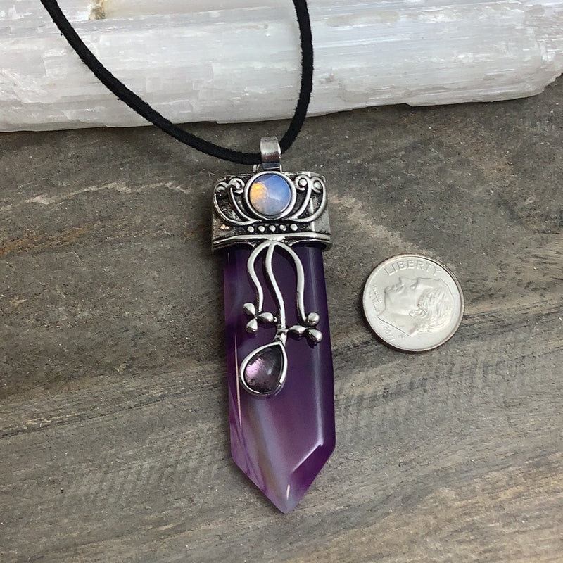 Flat Point Crystal Pendant with Jewel