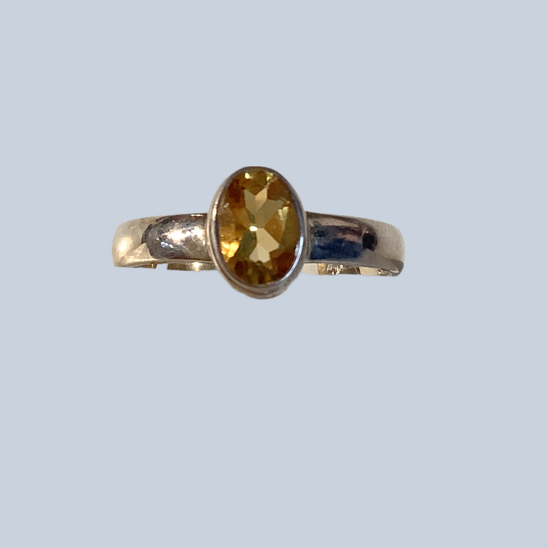 Citrine Sterling Silver Rings (Size 7-8)
