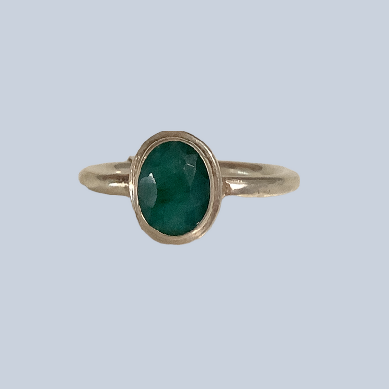 Emerald Sterling Silver Rings 8-10