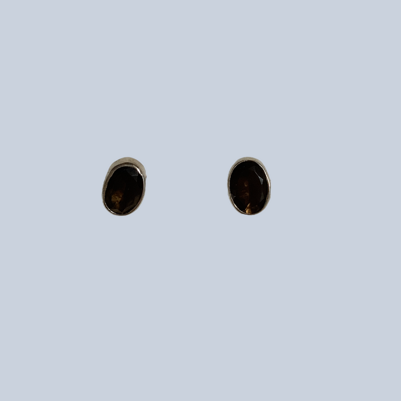 Smokey Quartz Sterling Silver Studs