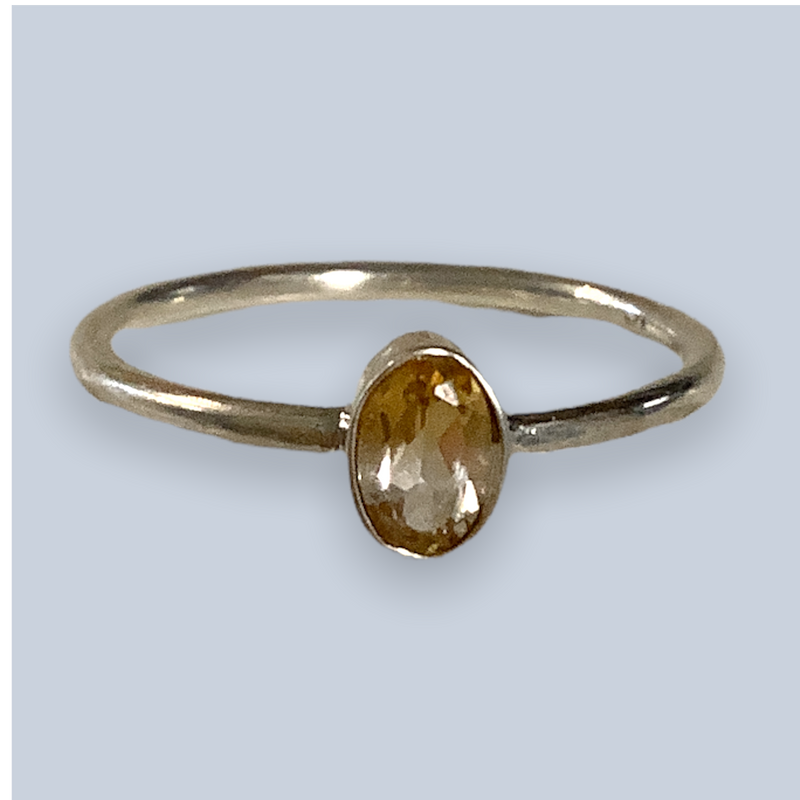 Citrine Sterling Silver Rings (Size 7-8)