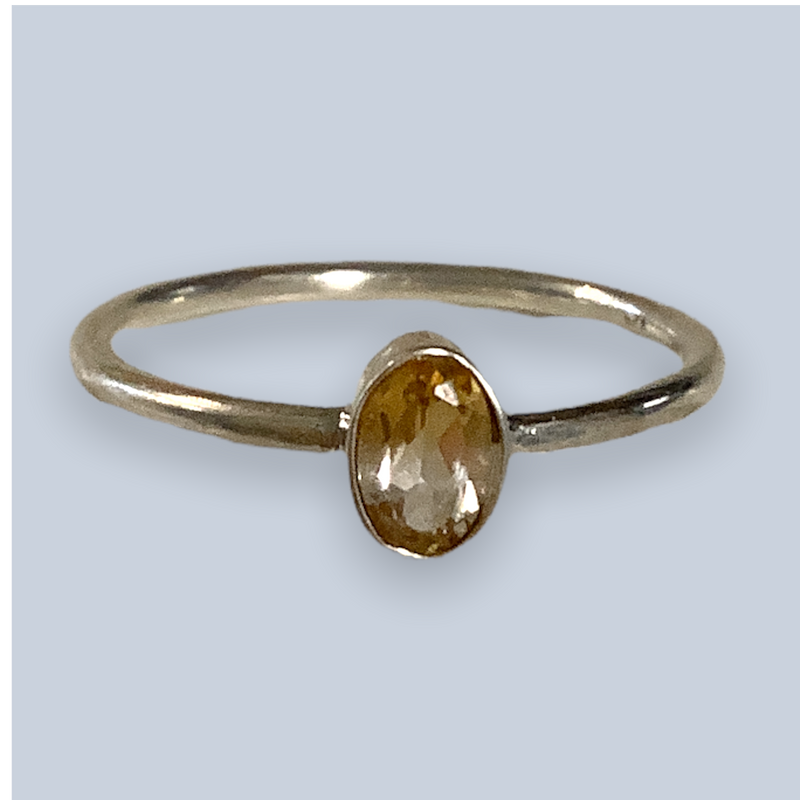 Citrine Sterling Silver Rings (Size 9-10)