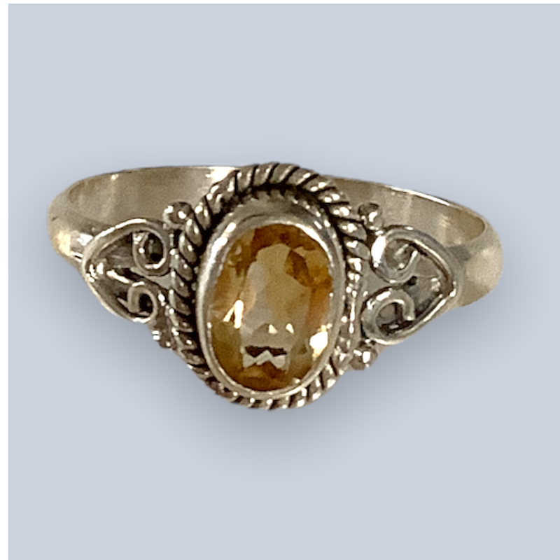 Citrine Sterling Silver Rings (Size 7-8)