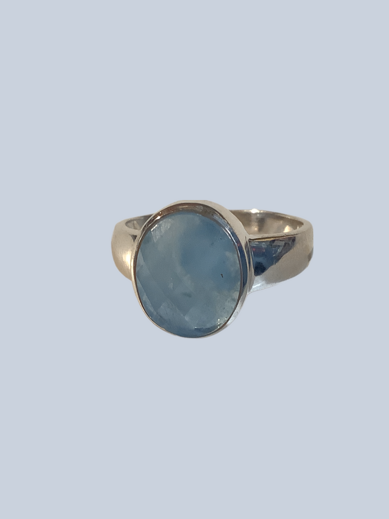 Aquamarine Sterling Silver Rings (Sizes 6 - 9)
