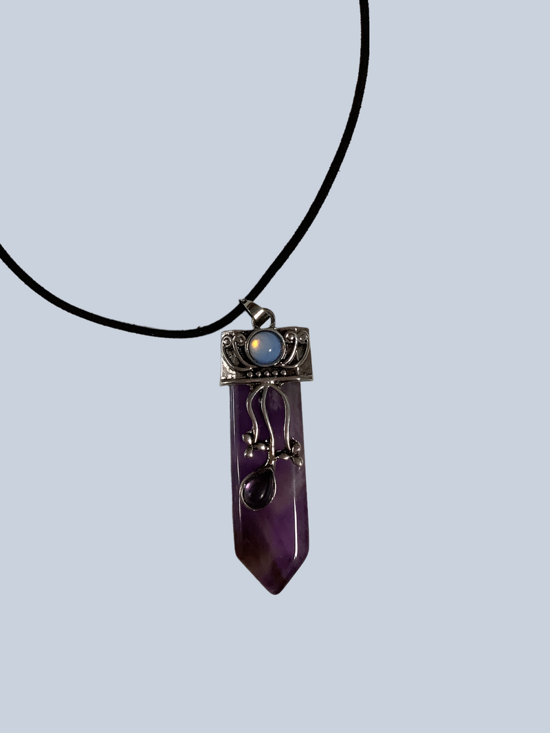 Flat Point Crystal Pendant with Jewel