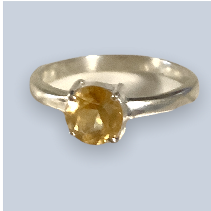 Citrine Sterling Silver Rings (Size 7-8)