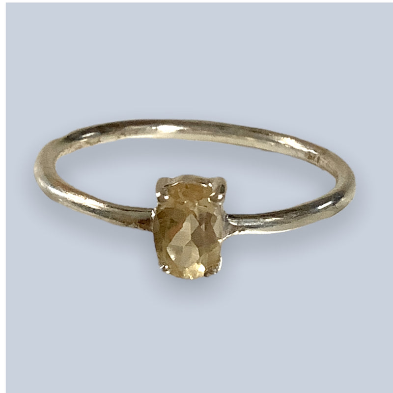 Citrine Sterling Silver Rings (Size 4-6.5)