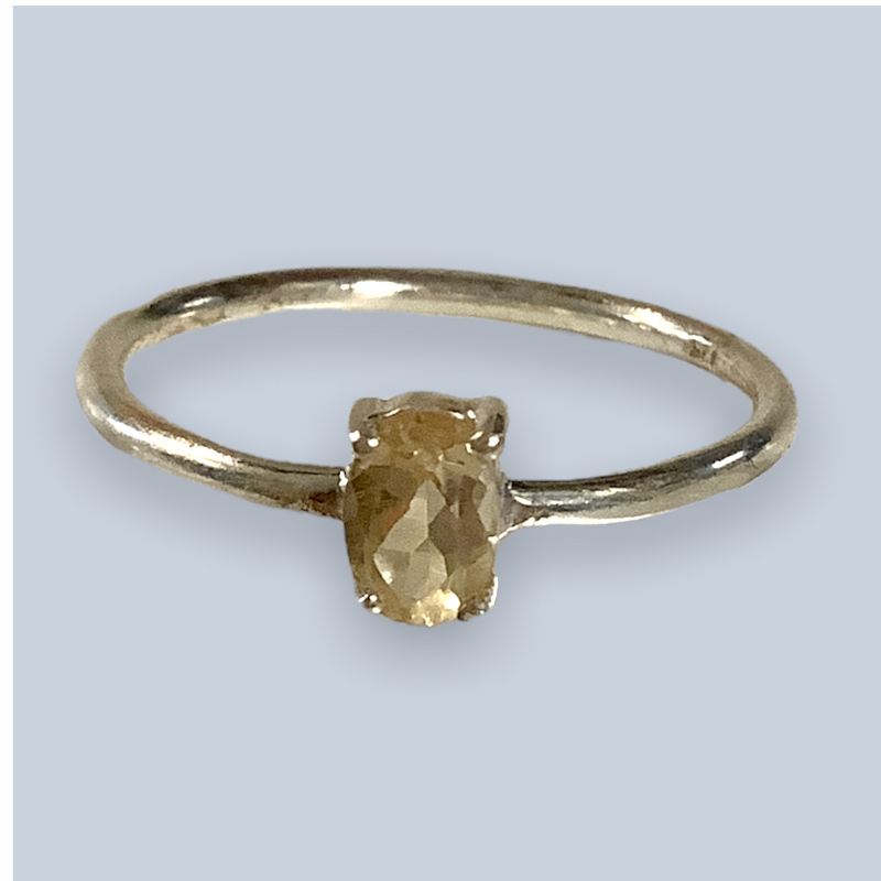 Citrine Sterling Silver Rings (Size 7-8)