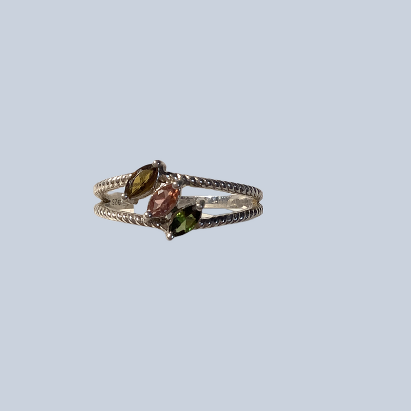 Tourmaline Sterling Silver Rings (Sizes 8.5-10)