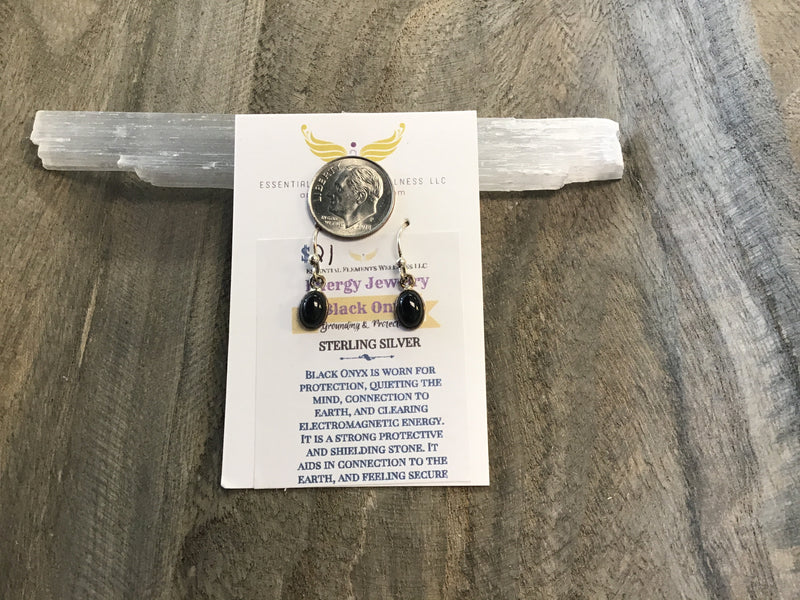 Black onyx sterling silver earrings