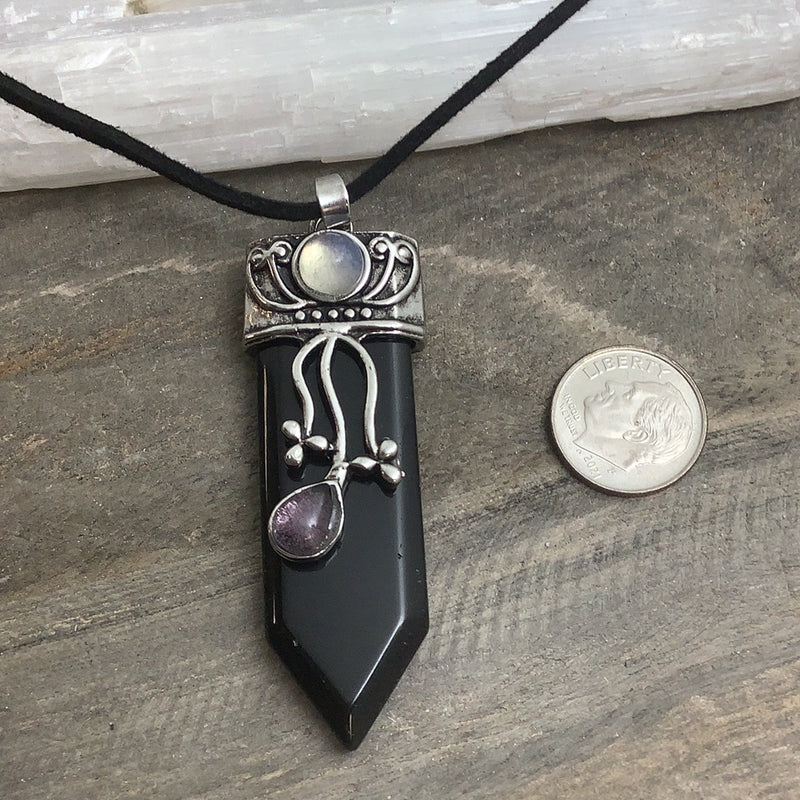 Flat Point Crystal Pendant with Jewel