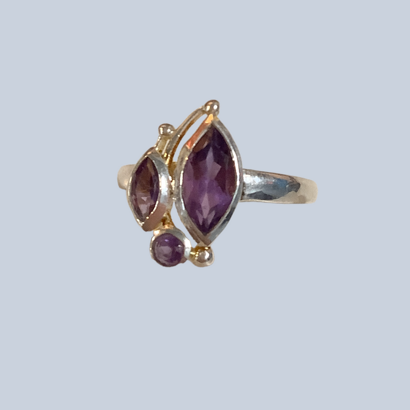 Amethyst Sterling Silver Rings (Sizes 9 - 10)