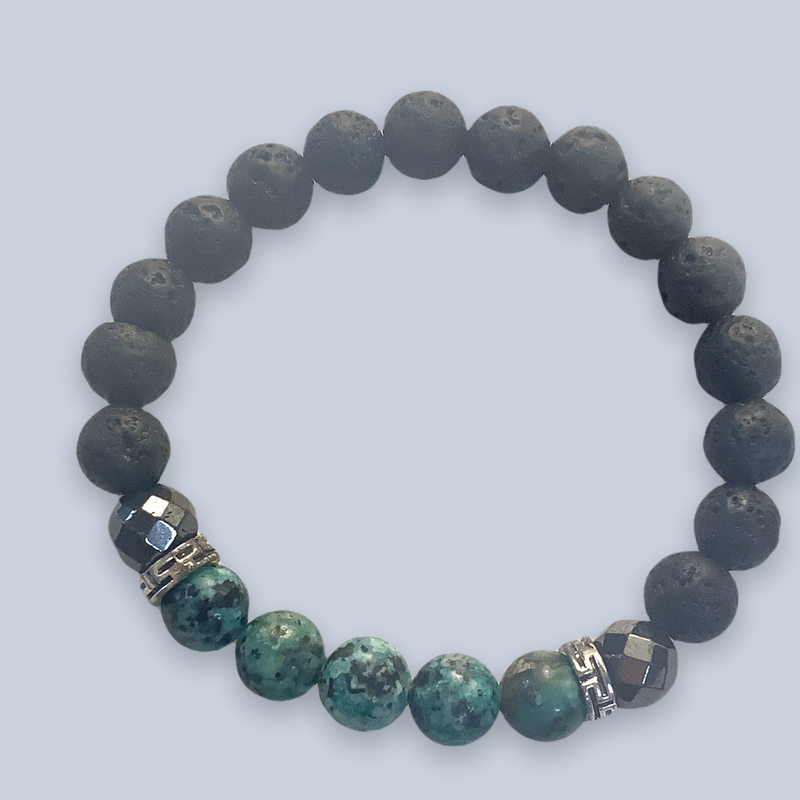 Turquoise & Lava 8mm Bracelet