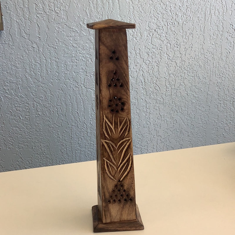 Incense Tower, Natural Wood 12 inches tall