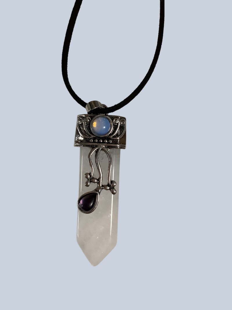 Flat Point Crystal Pendant with Jewel