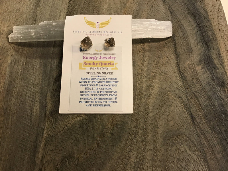 Smokey Quartz Sterling Silver Studs