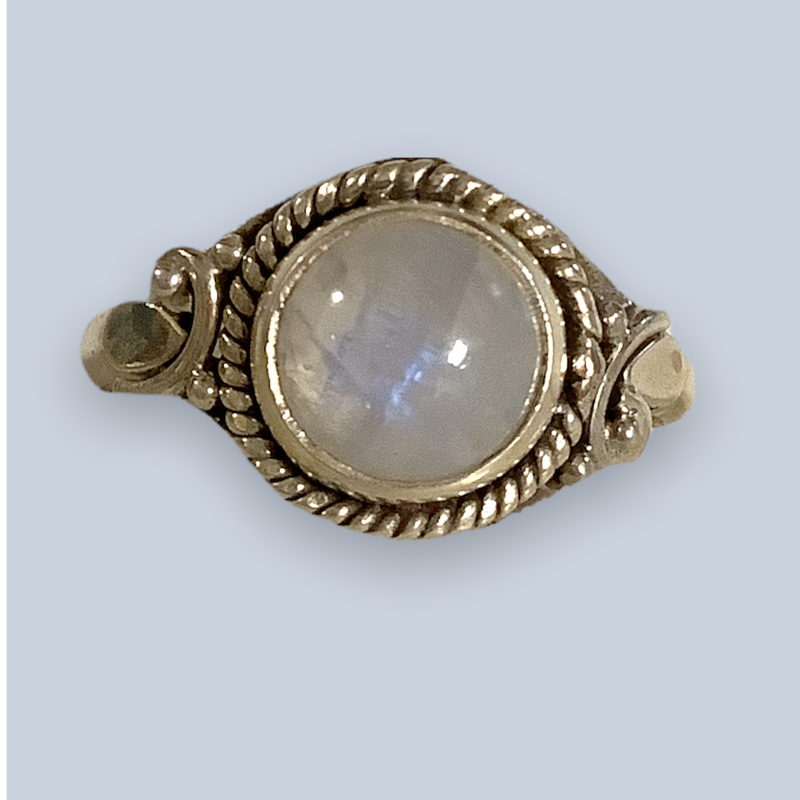 Rainbow Moonstone Sterling Silver Rings (Size 7-11)