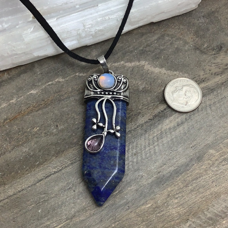 Flat Point Crystal Pendant with Jewel