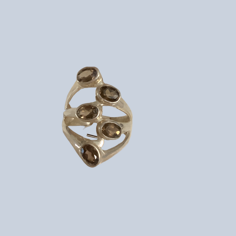 Smokey Quartz Sterling Silver Rings (Size 9-10)