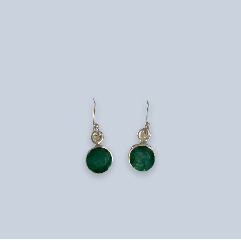 Emerald Sterling silver earrings