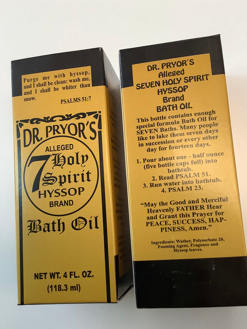 Dr. Pryor’s Alleged 7 Holy Spirit Hyssop Bath Oil