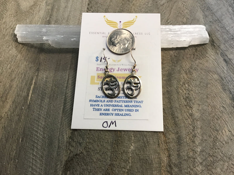 Om sterling silver earrings