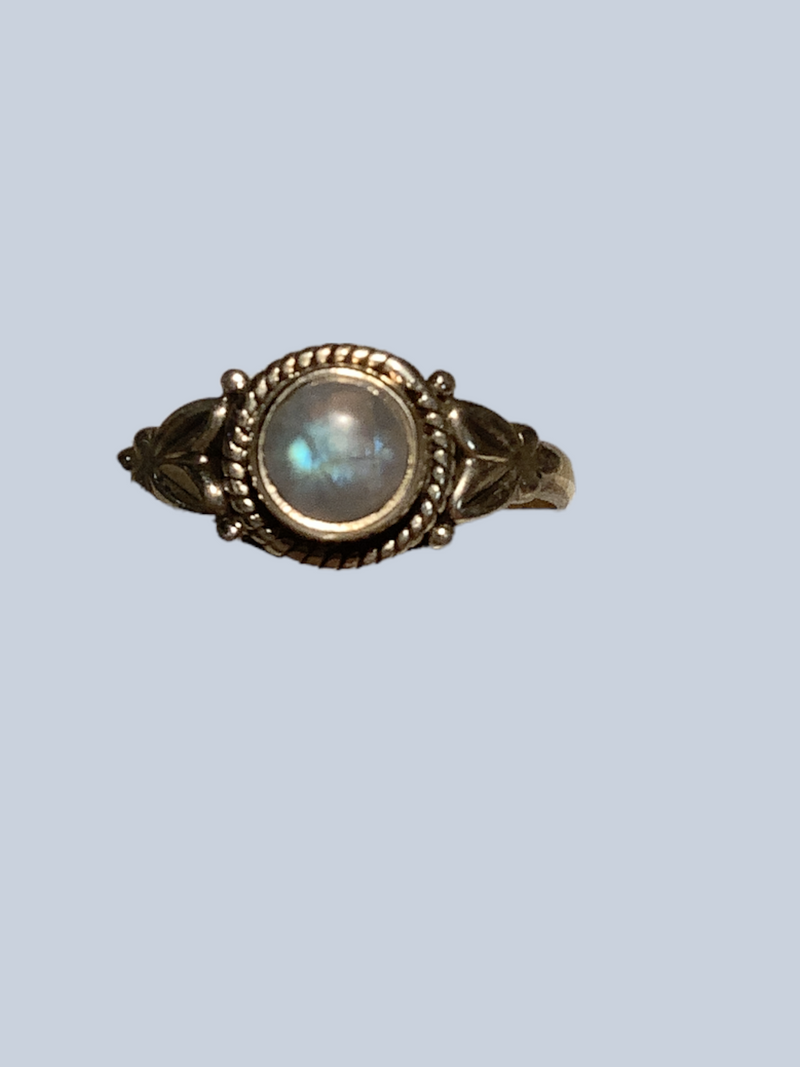 Rainbow Moonstone Sterling Silver Rings (Size 7-11)