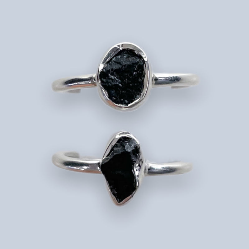 Black Tourmaline Sterling Silver Rings (size 4 to 10)