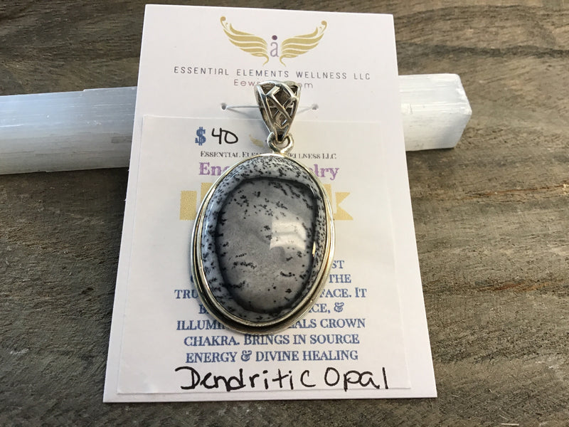 Dendritic Opal sterling silver pendant