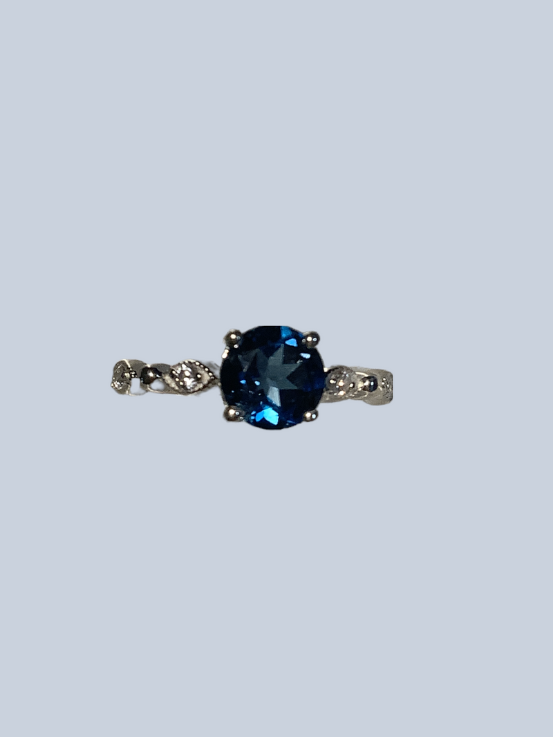 Blue Topaz Sterling Silver Rings (Sizes 4-7)