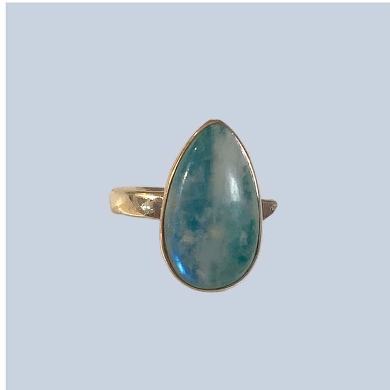 Green Moonstone Sterling Silver Rings